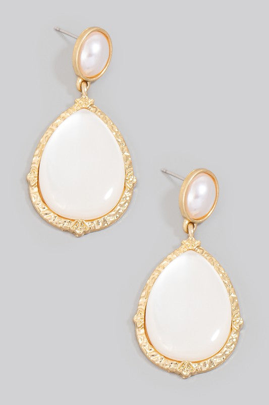 Antique Style Drop White Earrings