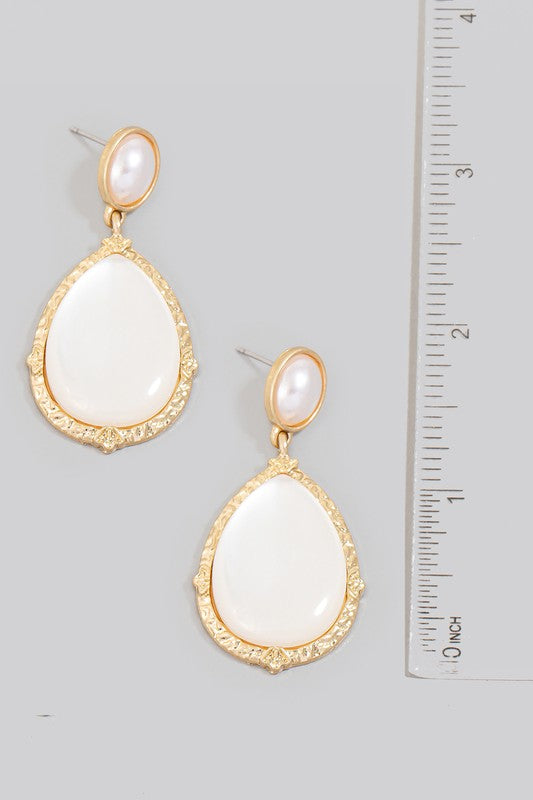 Antique Style Drop White Earrings